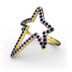 Elva Yıldız Yüzük - Lab safir 925 ayar altın kaplama gümüş yüzük #12nlk0w