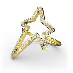 Elva Yıldız Yüzük - Pırlanta 925 ayar altın kaplama gümüş yüzük (0.561 karat) #16zqp9g