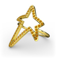 Elva Yıldız Yüzük - Sitrin 925 ayar altın kaplama gümüş yüzük #17k2new