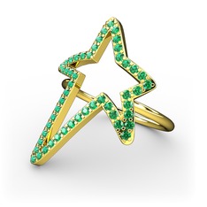 Elva Yıldız Yüzük - Yeşil kuvars 8 ayar altın yüzük #18uxtj1