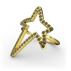 Elva Yıldız Yüzük - Dumanlı kuvars 14 ayar altın yüzük #1o5hzsb