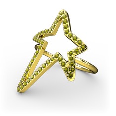 Elva Yıldız Yüzük - Peridot 925 ayar altın kaplama gümüş yüzük #67g72u