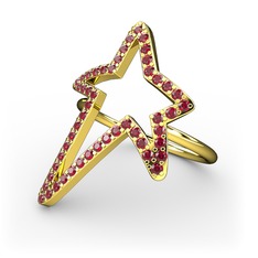 Elva Yıldız Yüzük - Garnet 925 ayar altın kaplama gümüş yüzük #gu0bgb