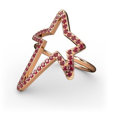 Elva Yıldız Yüzük - Garnet 925 ayar rose altın kaplama gümüş yüzük #kzvpt9