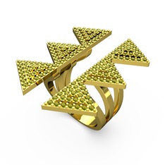Taşlı Tia Üçgen Yüzük - Peridot 18 ayar altın yüzük #1d8fe1l