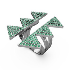 Taşlı Tia Üçgen Yüzük - Yeşil kuvars 925 ayar gümüş yüzük #1jahxj8