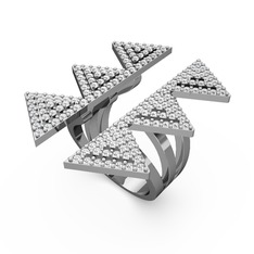 Taşlı Tia Üçgen Yüzük - Pırlanta 14 ayar beyaz altın yüzük (1.848 karat) #1olhx0s