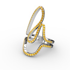 Elva Sarmaşık Yüzük - Sitrin 8 ayar beyaz altın yüzük #h5klqd