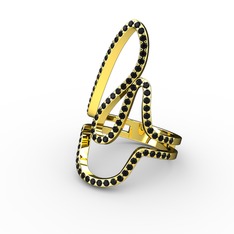 Elva Sarmaşık Yüzük - Siyah zirkon 14 ayar altın yüzük #wgmm5n