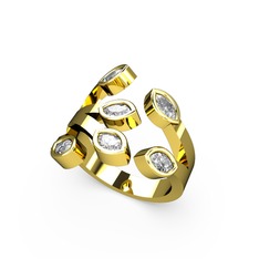 Hayat Ağacı Yüzük - Swarovski 925 ayar altın kaplama gümüş yüzük #1rntvkr