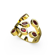 Hayat Ağacı Yüzük - Garnet 925 ayar altın kaplama gümüş yüzük #613o8i
