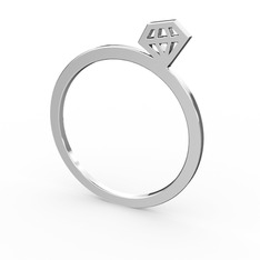 Diamond Yüzük - 14 ayar beyaz altın yüzük #q70sx