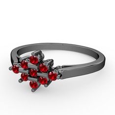 Merna yüzük - Garnet 925 ayar siyah rodyum kaplama gümüş yüzük #1hudmfn