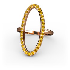 Elva Oval Yüzük - Sitrin 925 ayar rose altın kaplama gümüş yüzük #16xnr4a