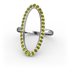 Elva Oval Yüzük - Peridot 14 ayar beyaz altın yüzük #1uvqqz8