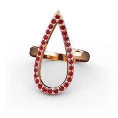 Elva Damla Yüzük - Garnet 14 ayar rose altın yüzük #1823vby