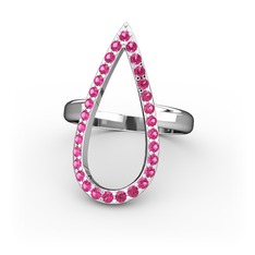 Rodolit garnet 14 ayar beyaz altın yüzük