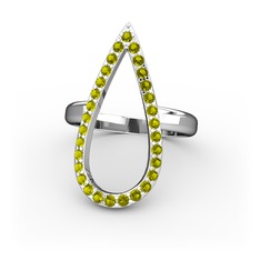 Peridot 18 ayar beyaz altın yüzük