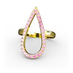 Elva Damla Yüzük - Pembe kuvars 925 ayar altın kaplama gümüş yüzük #sxsg2j