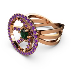Mayra Çember Yüzük - Ametist ve yeşil kuvars 14 ayar rose altın yüzük #11xb3uv