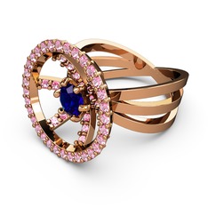 Mayra Çember Yüzük - Pembe kuvars ve lab safir 925 ayar rose altın kaplama gümüş yüzük #12k1djm