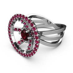 Rodolit garnet 18 ayar beyaz altın yüzük