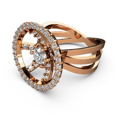 Mayra Çember Yüzük - Swarovski ve beyaz zirkon 925 ayar rose altın kaplama gümüş yüzük #140cqc1