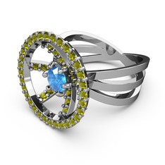 Peridot ve akuamarin 925 ayar gümüş yüzük