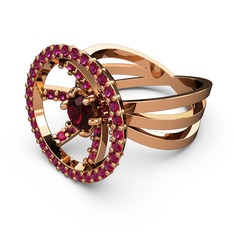 Rodolit garnet 14 ayar rose altın yüzük