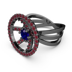 Mayra Çember Yüzük - Kök yakut ve lab safir 925 ayar siyah rodyum kaplama gümüş yüzük #18i9yuj