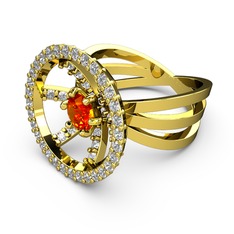 Mayra Çember Yüzük - Swarovski ve sitrin 18 ayar altın yüzük #1bdgq30