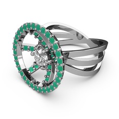 Mayra Çember Yüzük - Kök zümrüt ve swarovski 8 ayar beyaz altın yüzük #1cra9b1