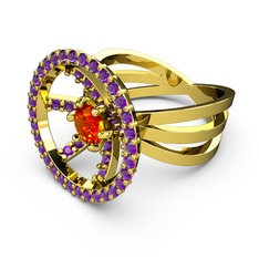 Mayra Çember Yüzük - Ametist ve sitrin 8 ayar altın yüzük #1gs7hzm
