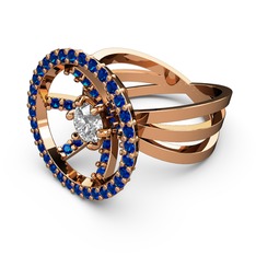 Mayra Çember Yüzük - Lab safir ve swarovski 925 ayar rose altın kaplama gümüş yüzük #1hveocw