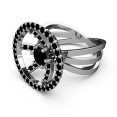 Mayra Çember Yüzük - Siyah zirkon 18 ayar beyaz altın yüzük #1jzn96n