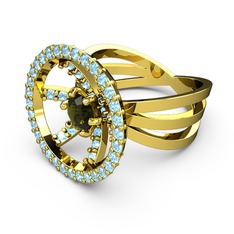Mayra Çember Yüzük - Akuamarin ve peridot 18 ayar altın yüzük #1keb7ck