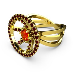 Mayra Çember Yüzük - Garnet ve sitrin 8 ayar altın yüzük #1lbw2o6