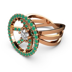 Mayra Çember Yüzük - Kök zümrüt ve swarovski 14 ayar rose altın yüzük #1m03868