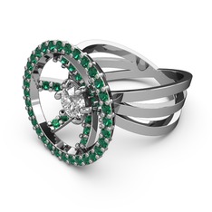 Yeşil kuvars ve swarovski 925 ayar gümüş yüzük