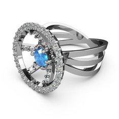Swarovski ve akuamarin 925 ayar gümüş yüzük