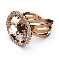 Mayra Çember Yüzük - Swarovski ve dumanlı kuvars 18 ayar rose altın yüzük #1oewxue