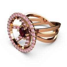 Mayra Çember Yüzük - Pembe kuvars ve rodolit garnet 8 ayar rose altın yüzük #1os0rb1