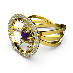 Mayra Çember Yüzük - Beyaz zirkon ve ametist 8 ayar altın yüzük #1q7xphc
