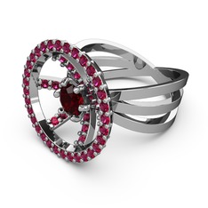 Rodolit garnet ve garnet 18 ayar beyaz altın yüzük