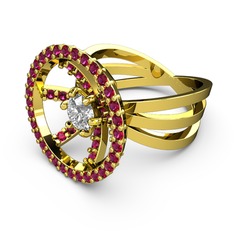 Mayra Çember Yüzük - Rodolit garnet ve swarovski 14 ayar altın yüzük #1te1e3p