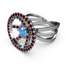 Garnet ve akuamarin 925 ayar gümüş yüzük