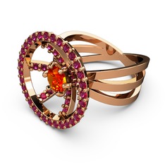 Mayra Çember Yüzük - Rodolit garnet ve sitrin 14 ayar rose altın yüzük #1tw8367