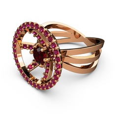 Rodolit garnet ve garnet 925 ayar rose altın kaplama gümüş yüzük