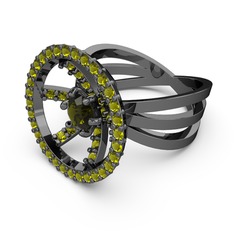 Mayra Çember Yüzük - Peridot 925 ayar siyah rodyum kaplama gümüş yüzük #1uw8avr