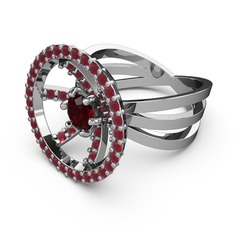 Kök yakut ve garnet 18 ayar beyaz altın yüzük